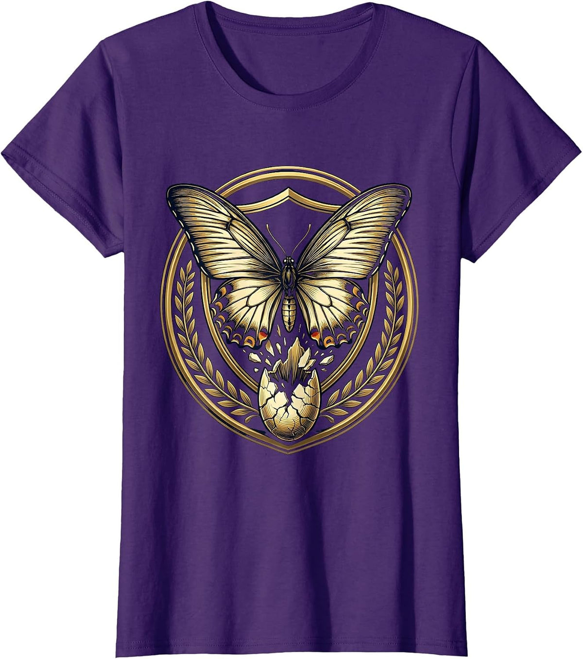 Women's Social Worker Butterfly Emerging Cocoon Graphic T-Shirt - Purple