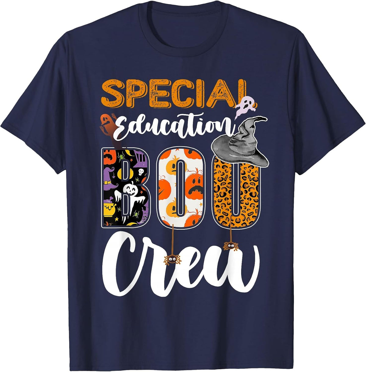 Special Education Boo Crew Ghost Funny Halloween Matching T-Shirt - Navy Blue