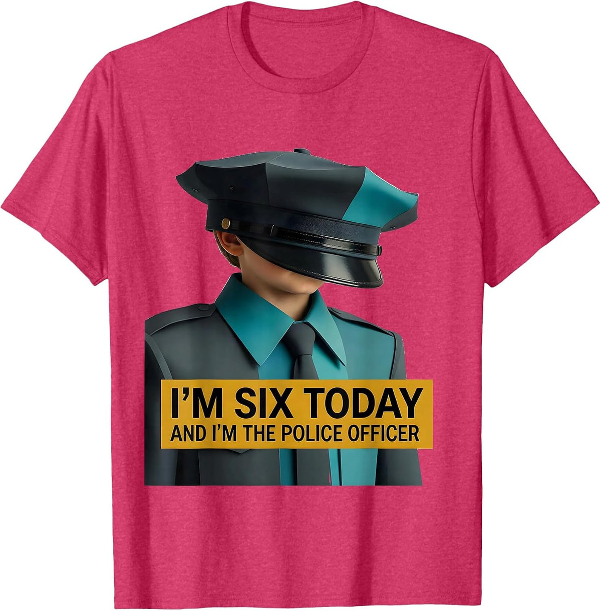 I'm Six Today And I'm The Police Officer Kids T-Shirt - Red Heather