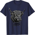 Herdly Impressed Funny Highland Cow Farm Humor Novelty T-Shirt - Navy Blue