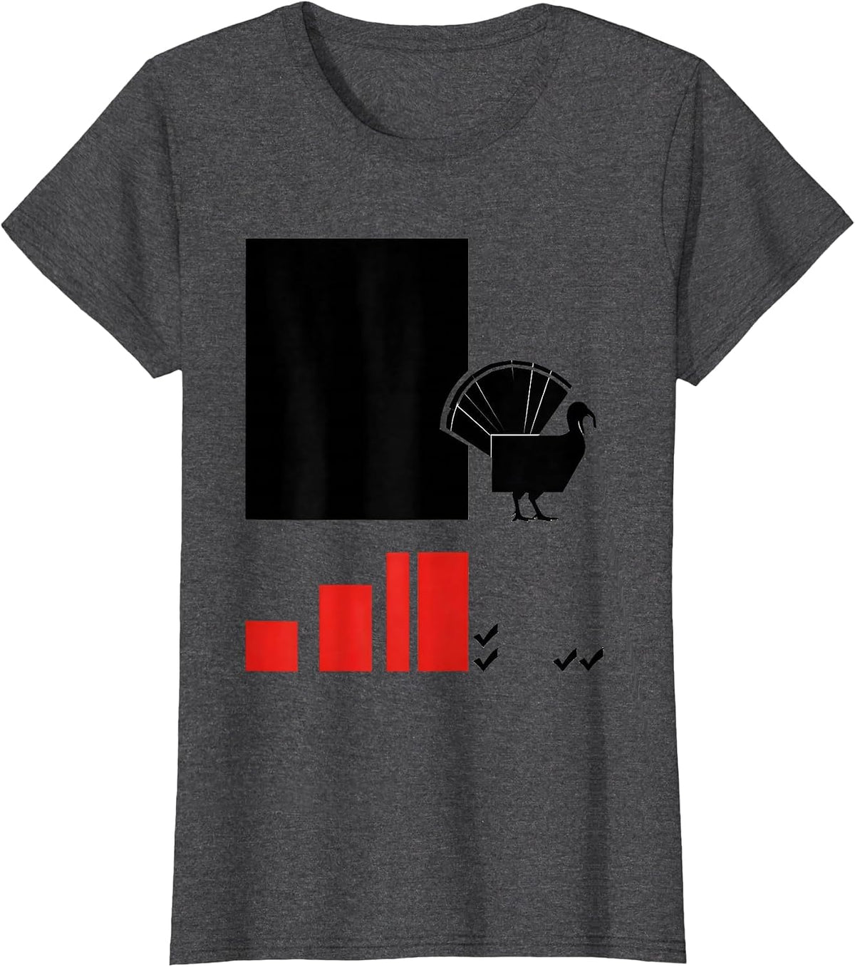 Women's Geometric Gobbler Hunting Humor Thanksgiving Gift T-Shirt - Dark Heather Grey