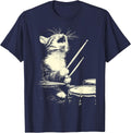 Cute Tabby Cat Playing Drums Funny Music Feline Drummer T-Shirt - Navy Blue