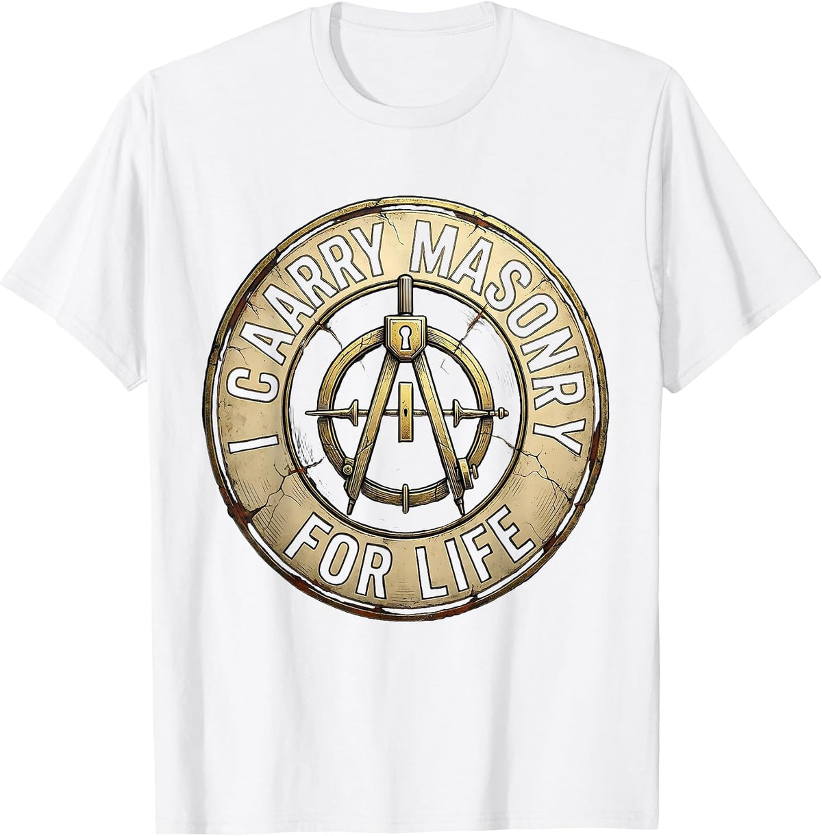 Men's I Carry Masonry For Life Distressed Freemason Square T-Shirt - White