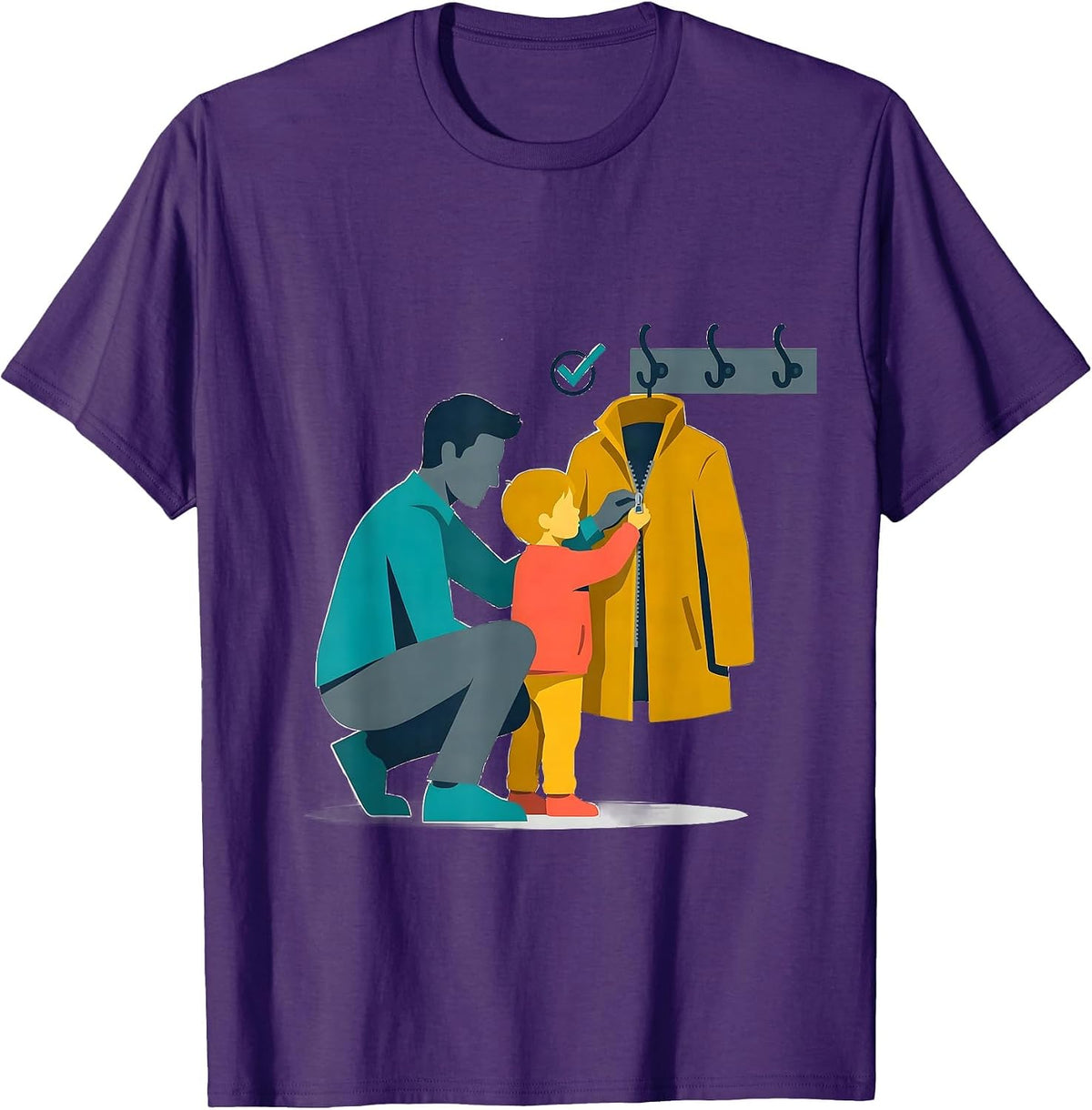 Men's Para Coach Child Mentor Appreciation Flat Vector T-Shirt - Purple