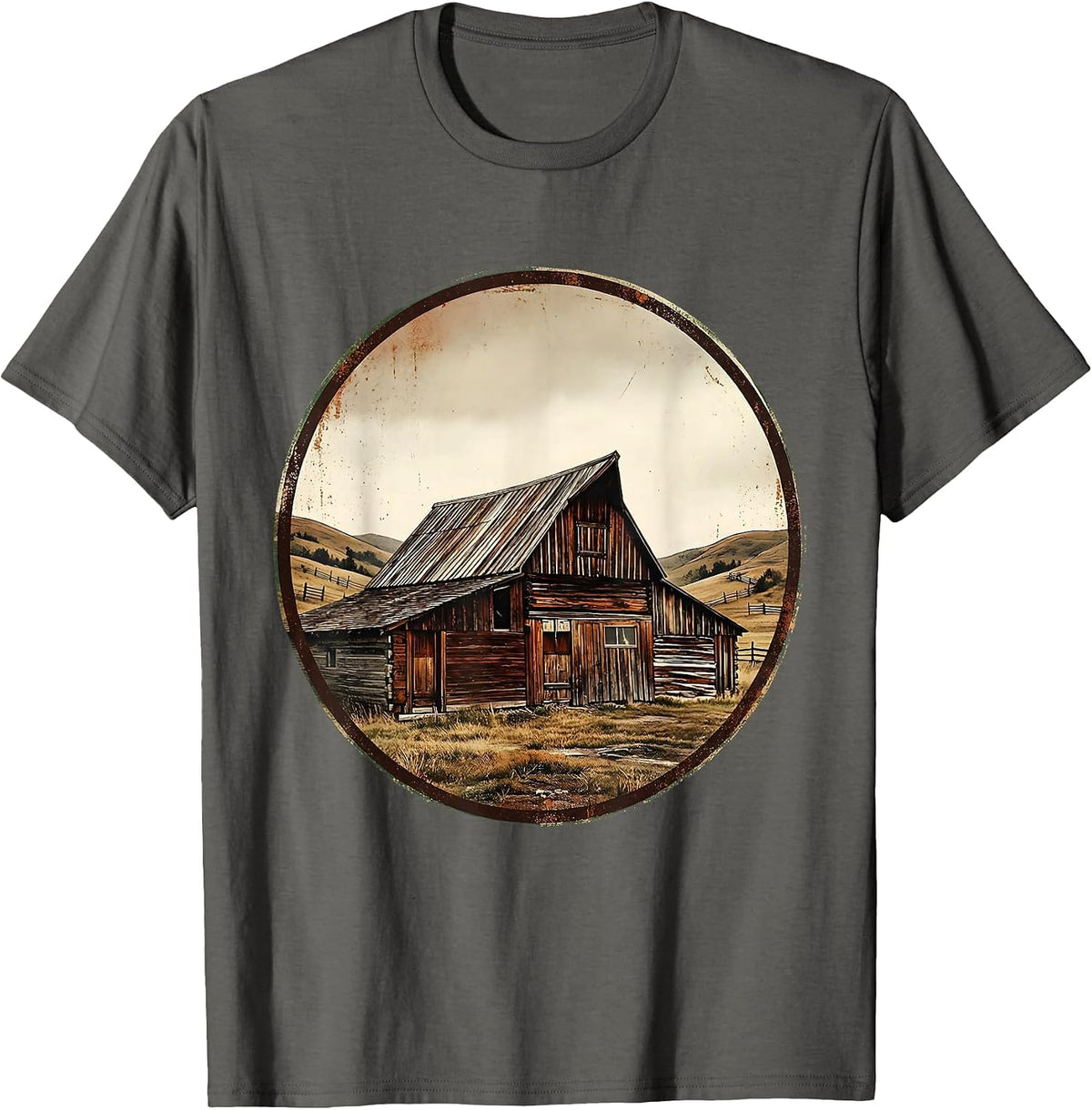 Men's Weathered Barn Rolling Hills Country Graphic T-Shirt - Asphalt Grey