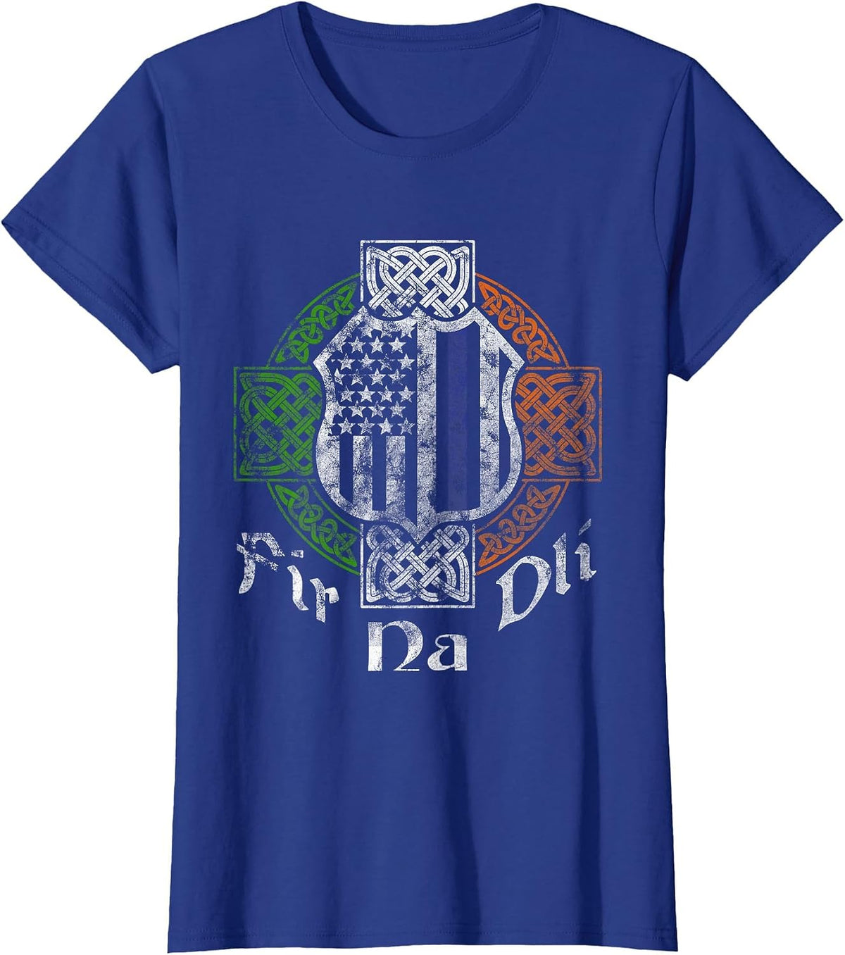 Thin Blue Line Shirt Fir Na Dli Celtic Cross Irish Police T-Shirt - Royal Blue