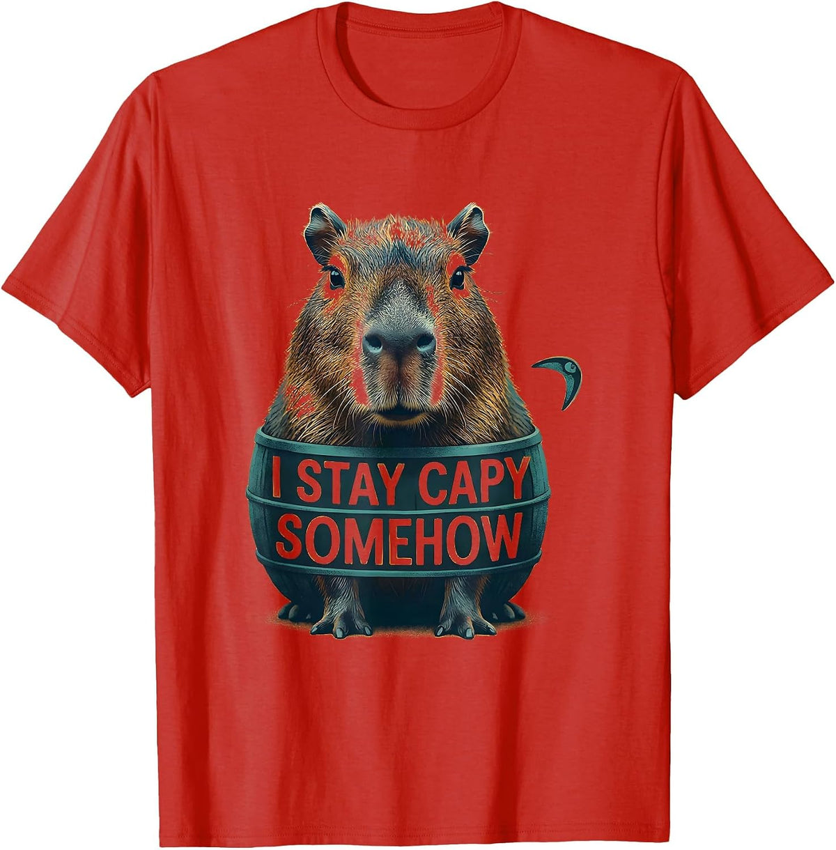 Men's I Stay Capy Somehow Funny Capybara Meme Animal Lover Humor T-Shirt - Red