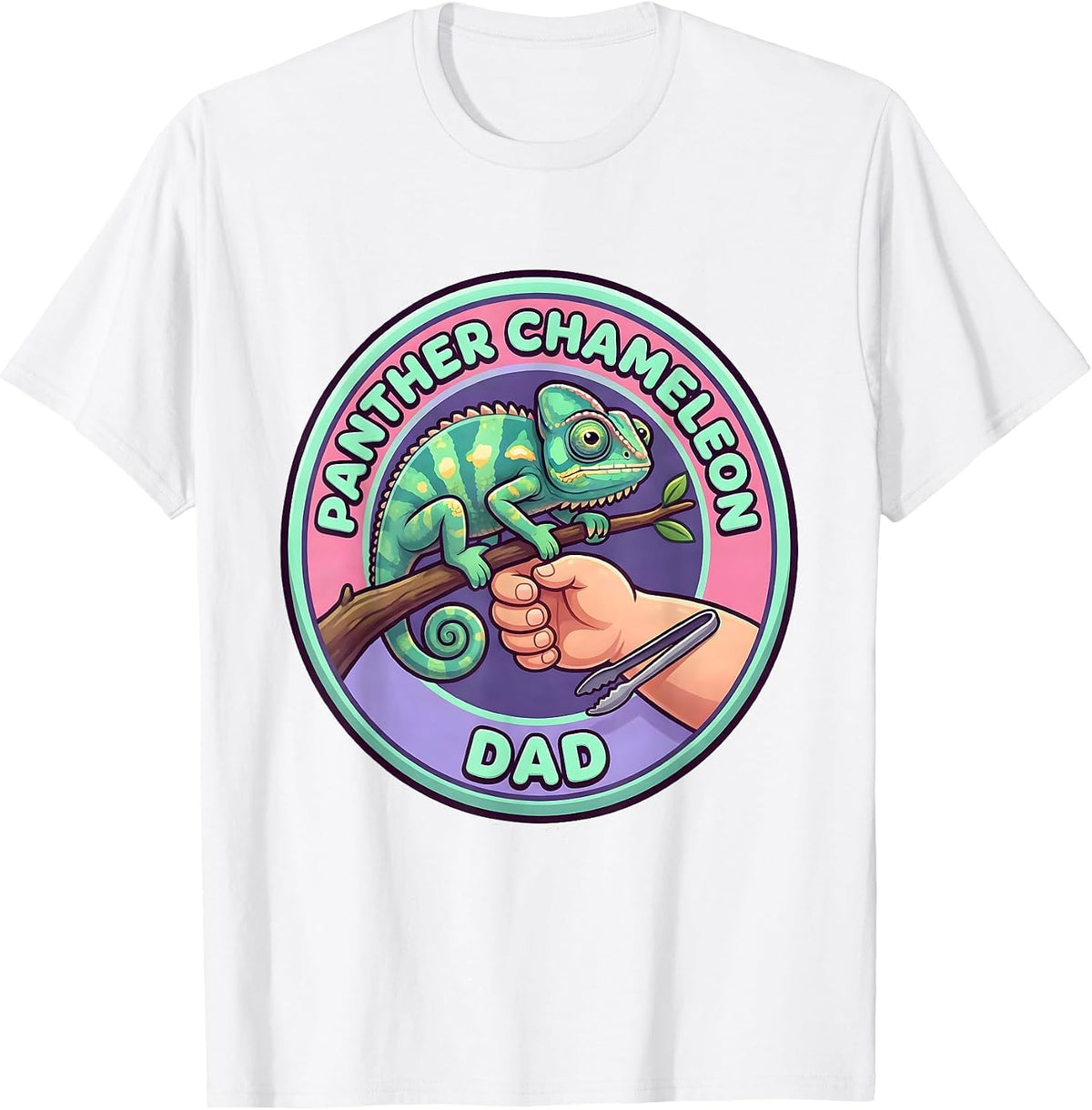 Men's Panther Chameleon Dad Cute Kawaii Reptile Lover Gift T-Shirt - White