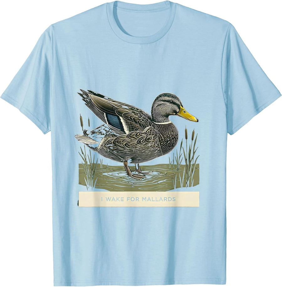 Men's I Wake For Mallards Funny Duck Hunting Camouflage T-Shirt - Baby Blue