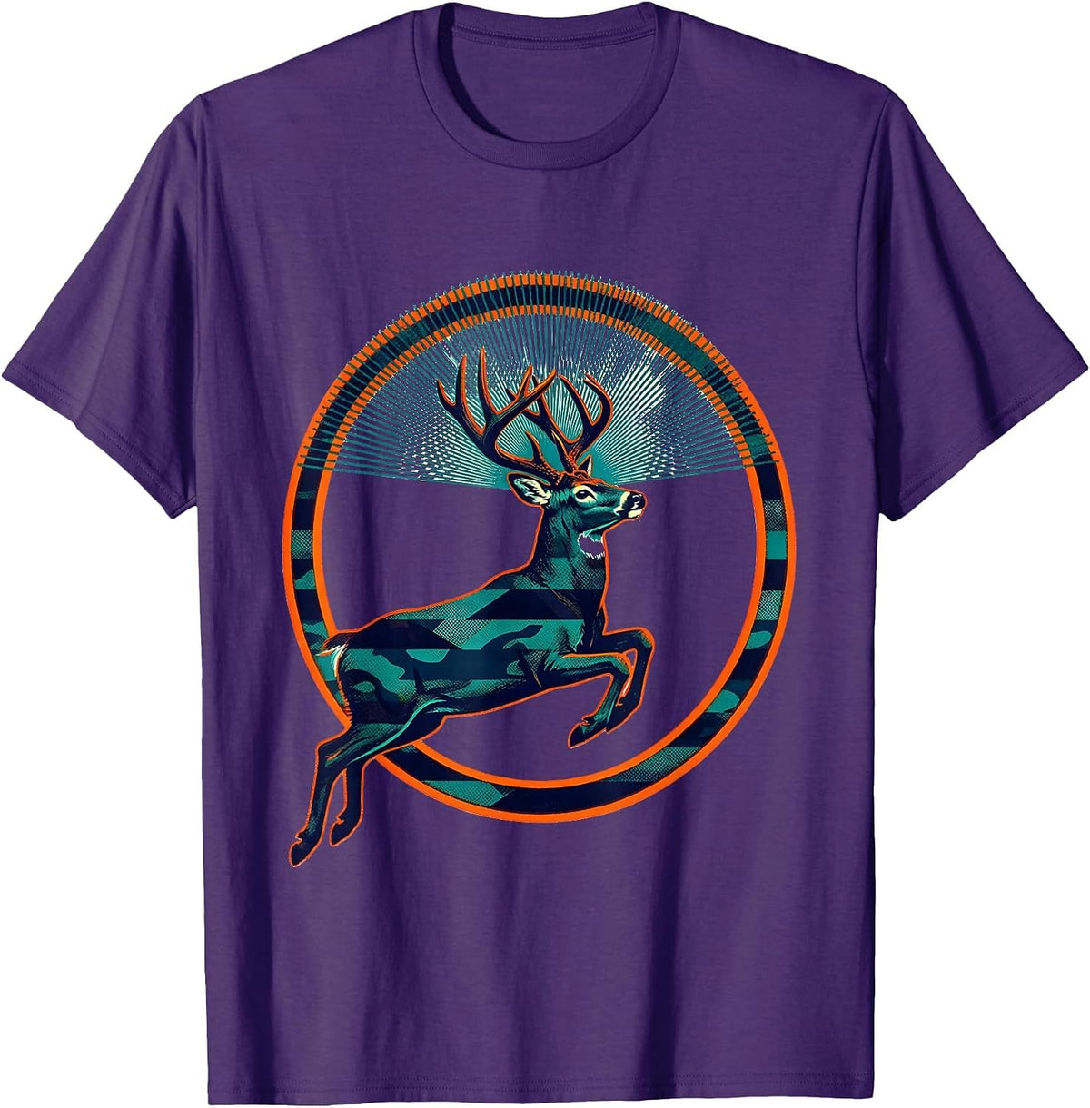 Men's Sealed Whitetail Buck Hunting Dad Camo Flag Pride T-Shirt - Purple