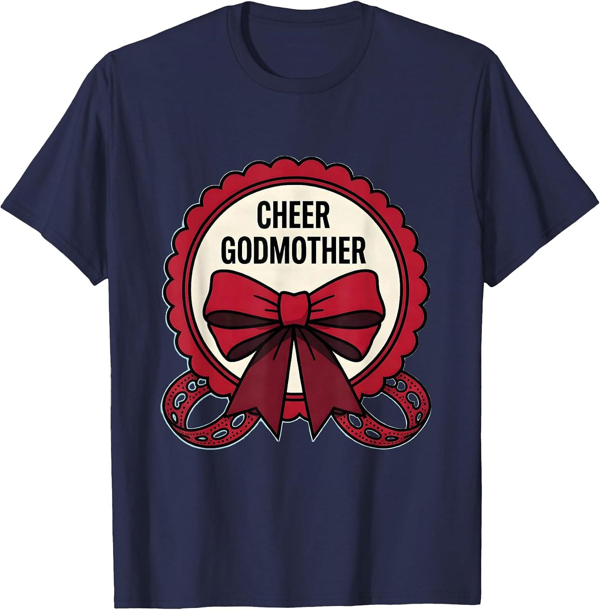 Men's Cheer Godmother Coquette Bow Sport Cheerleader Cheer Mom T-Shirt - Navy Blue