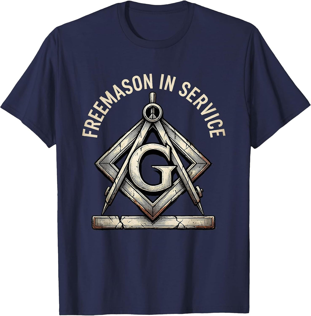 Freemason In Service Distressed Masonic Lodge Gift T-Shirt - Navy Blue