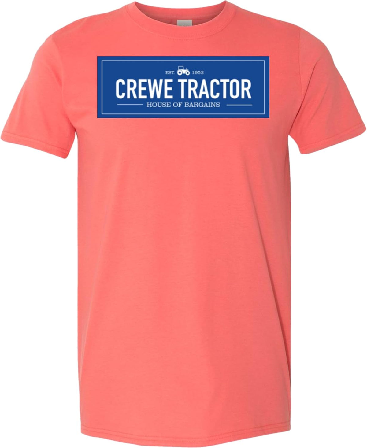 Crewe Tractor Hit The Road Dude T-Shirt, Short Sleeve, Crew Neck, Casual Wear - Coral Silk