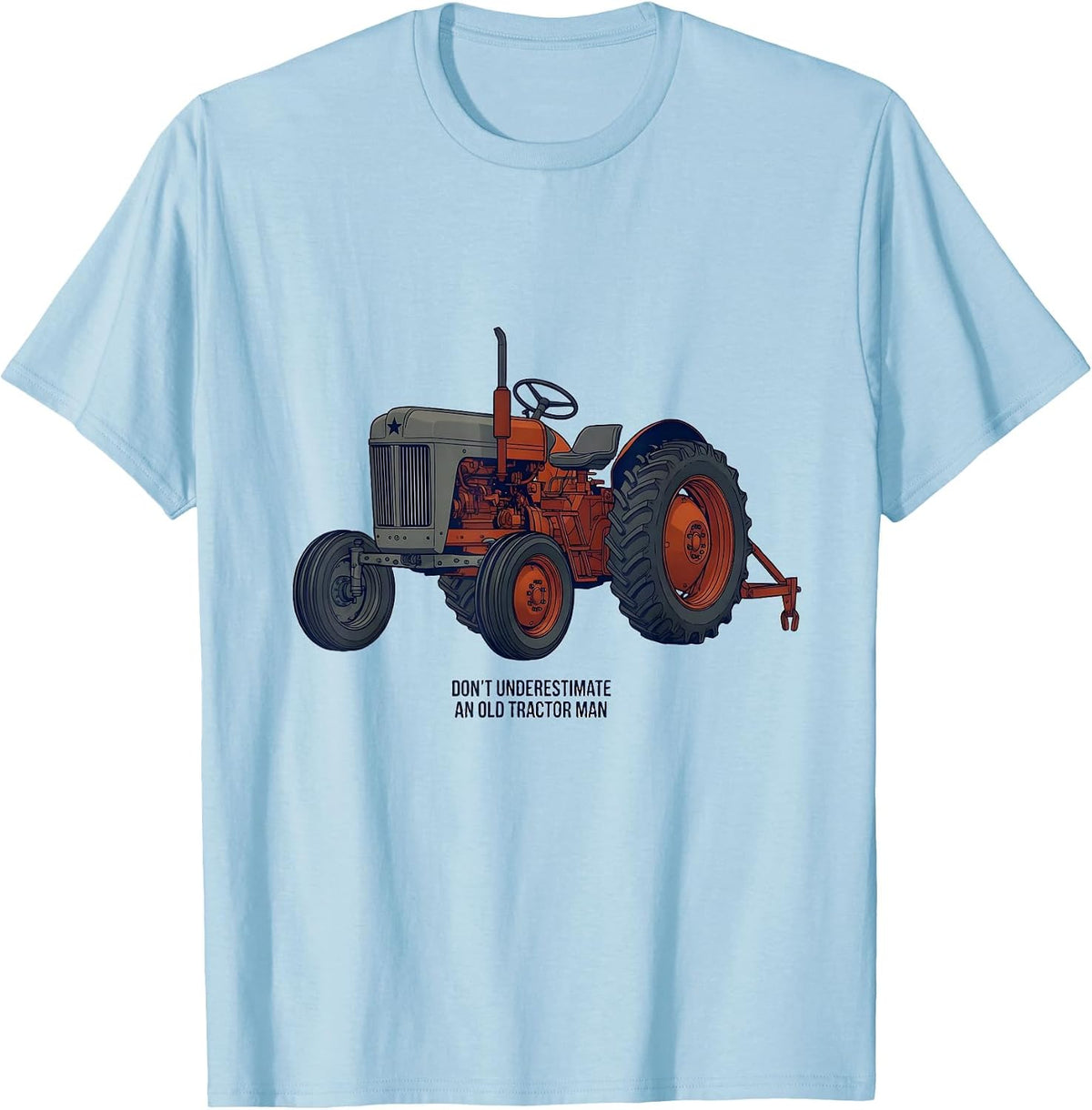 Men's Don't Underestimate An Old Tractor Man Vintage Farm Tractor T-Shirt - Baby Blue