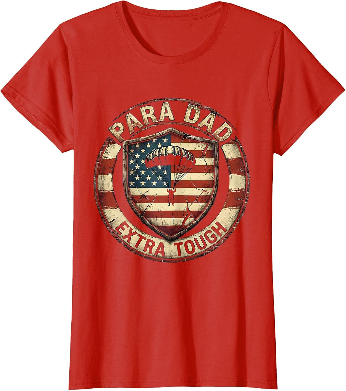 Women's Para Dad Extra Tough Father Appreciation Design T-Shirt - Red