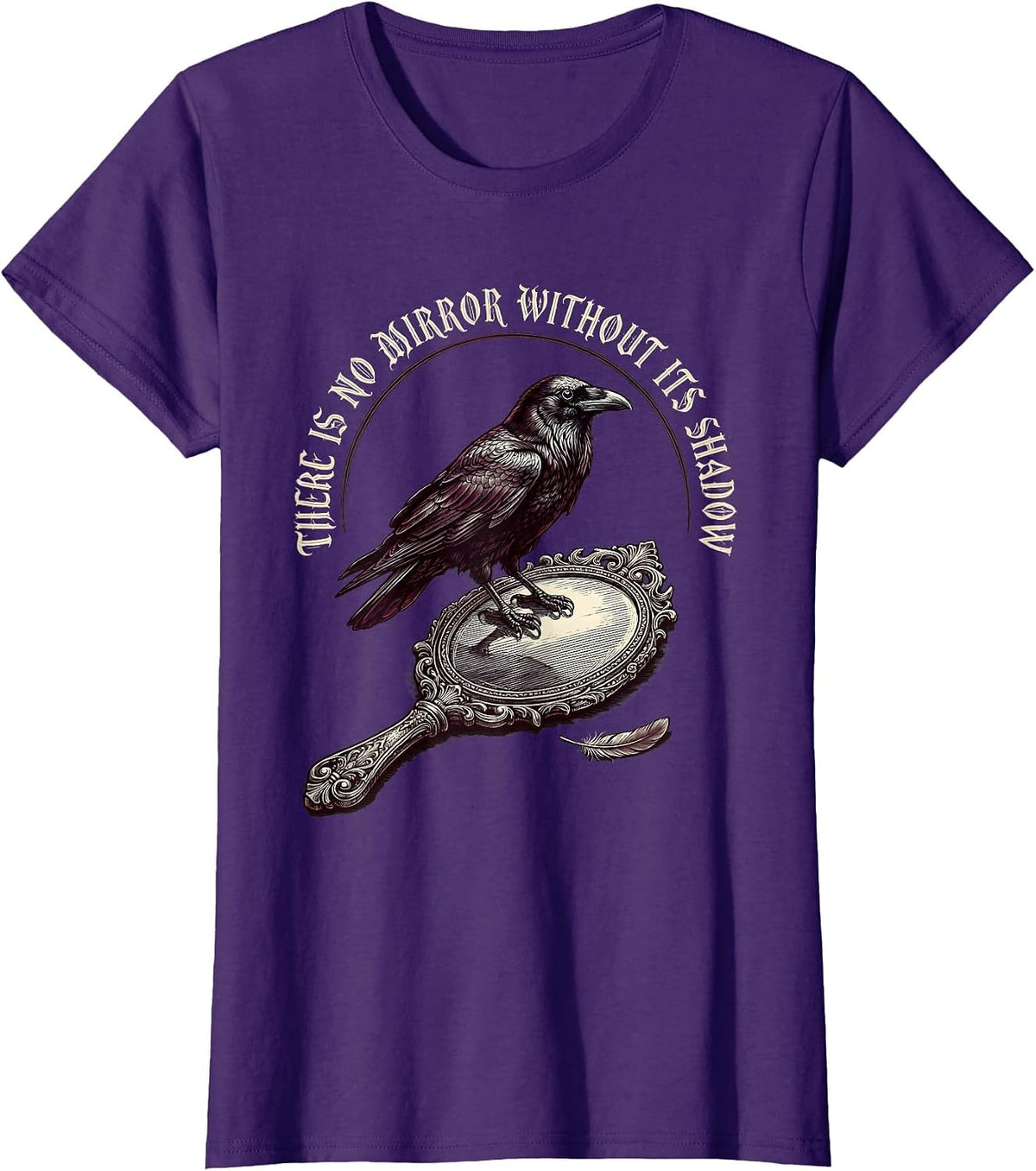 Women's There Is No Mirror Without Its Shadow Gothic Edgar Allan Poe T-Shirt - Purple