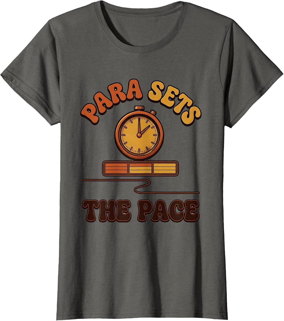 Women's Para Sets The Pace Retro 70s Paraprofessional School Staff T-Shirt - Asphalt Grey