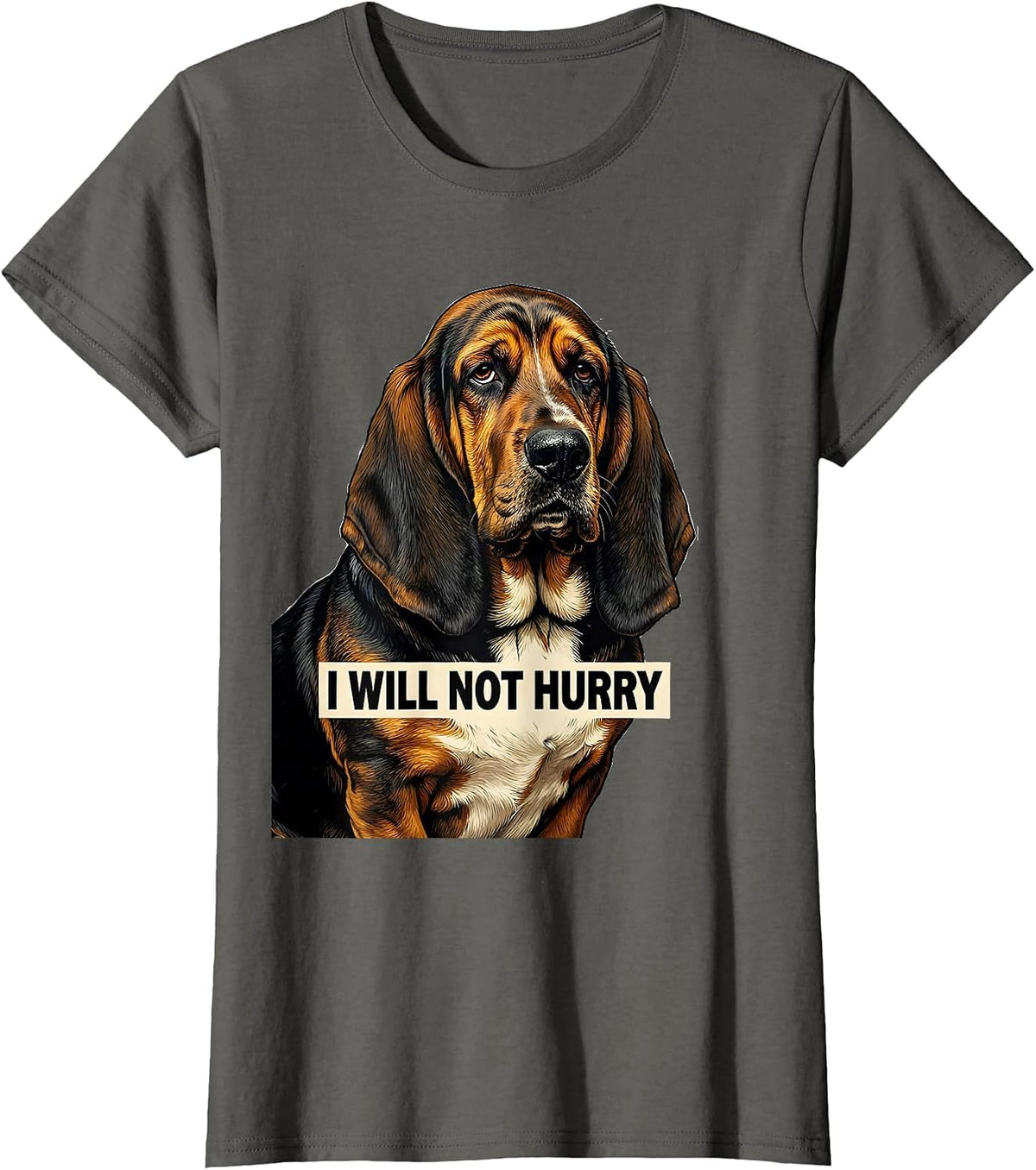 Women's I Will Not Hurry Funny Basset Hound Dog Lover Dad Gift T-Shirt - Asphalt Grey