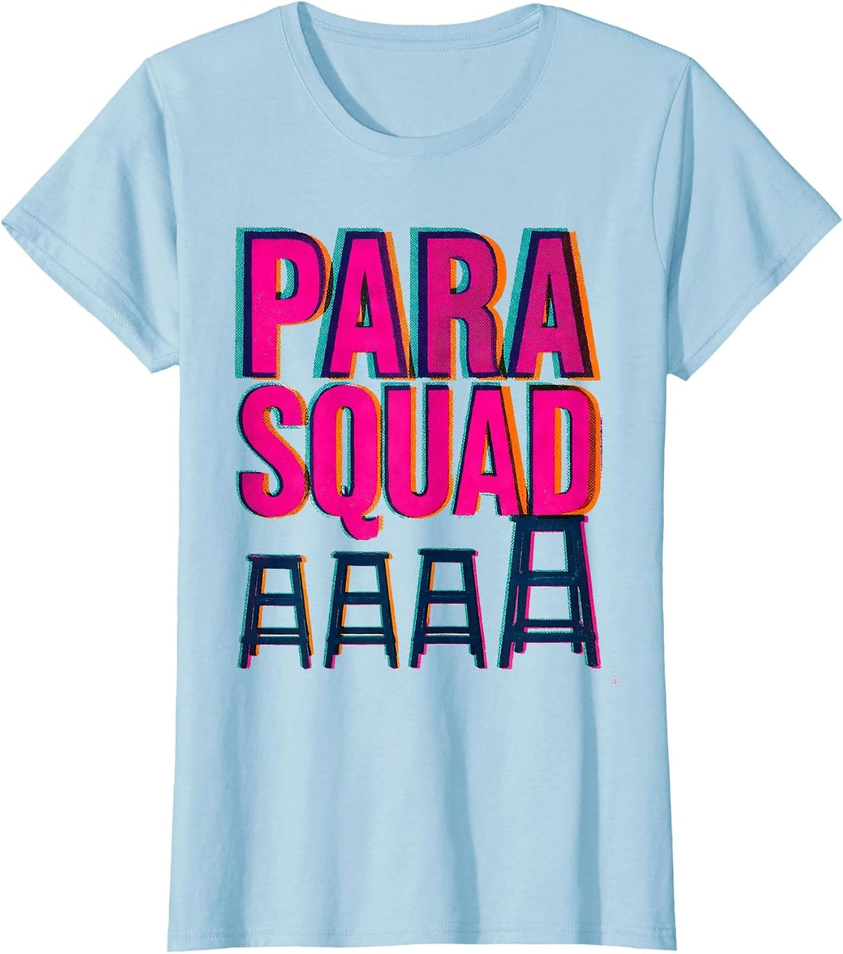 Women's Para Squad Paraprofessional Teacher Appreciation Back T-Shirt - Baby Blue