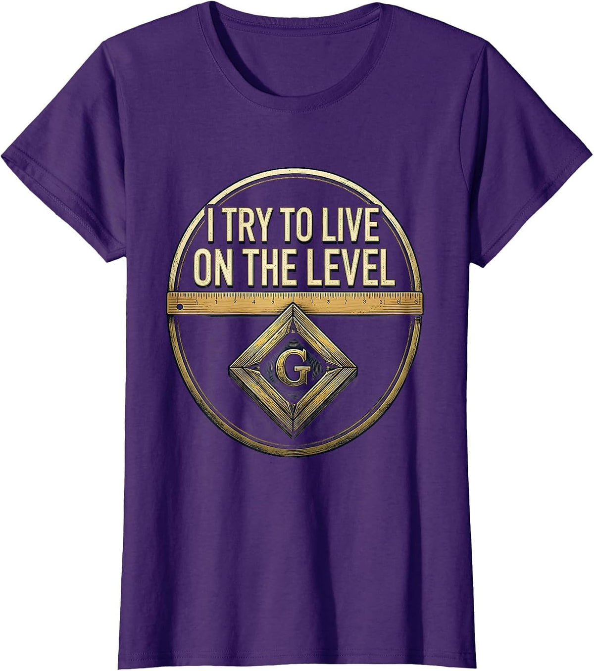 Women's I Try To Live On The Level Vintage Freemason Square T-Shirt - Purple