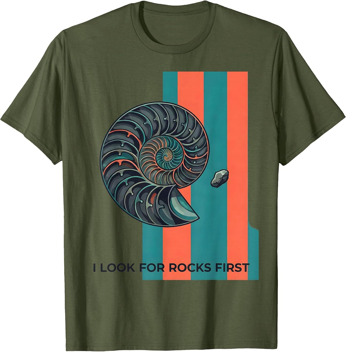 Men's I Look For Rocks First Funny Geology Rock Collector Hobby T-Shirt - Olive Green