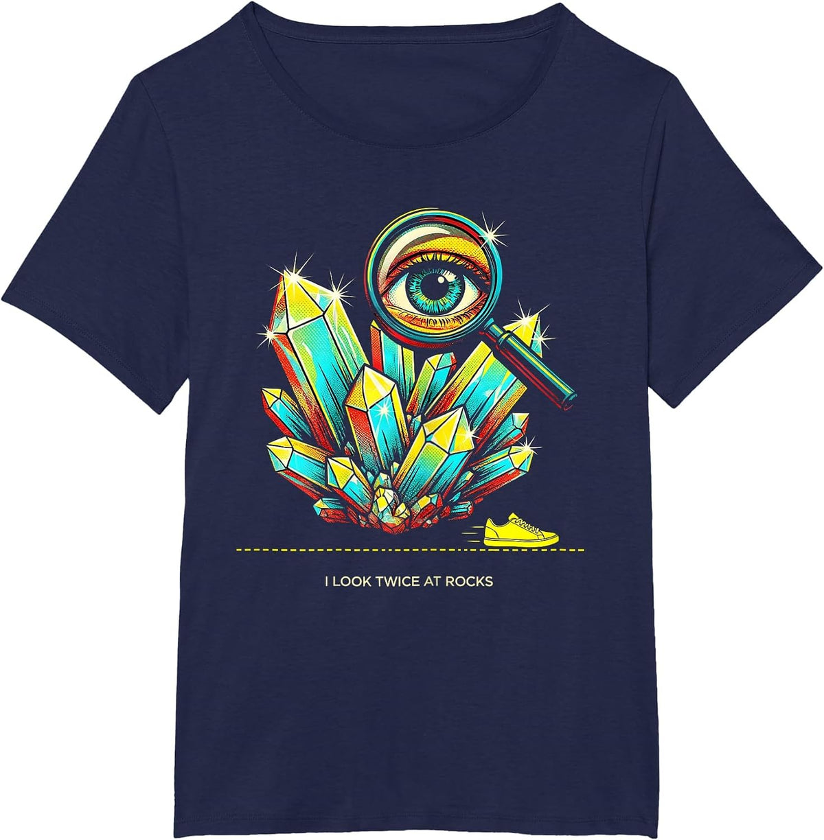 Women's I Look Twice At Rocks Pop Art Funny Rock Collector Geology T-Shirt - Navy Blue