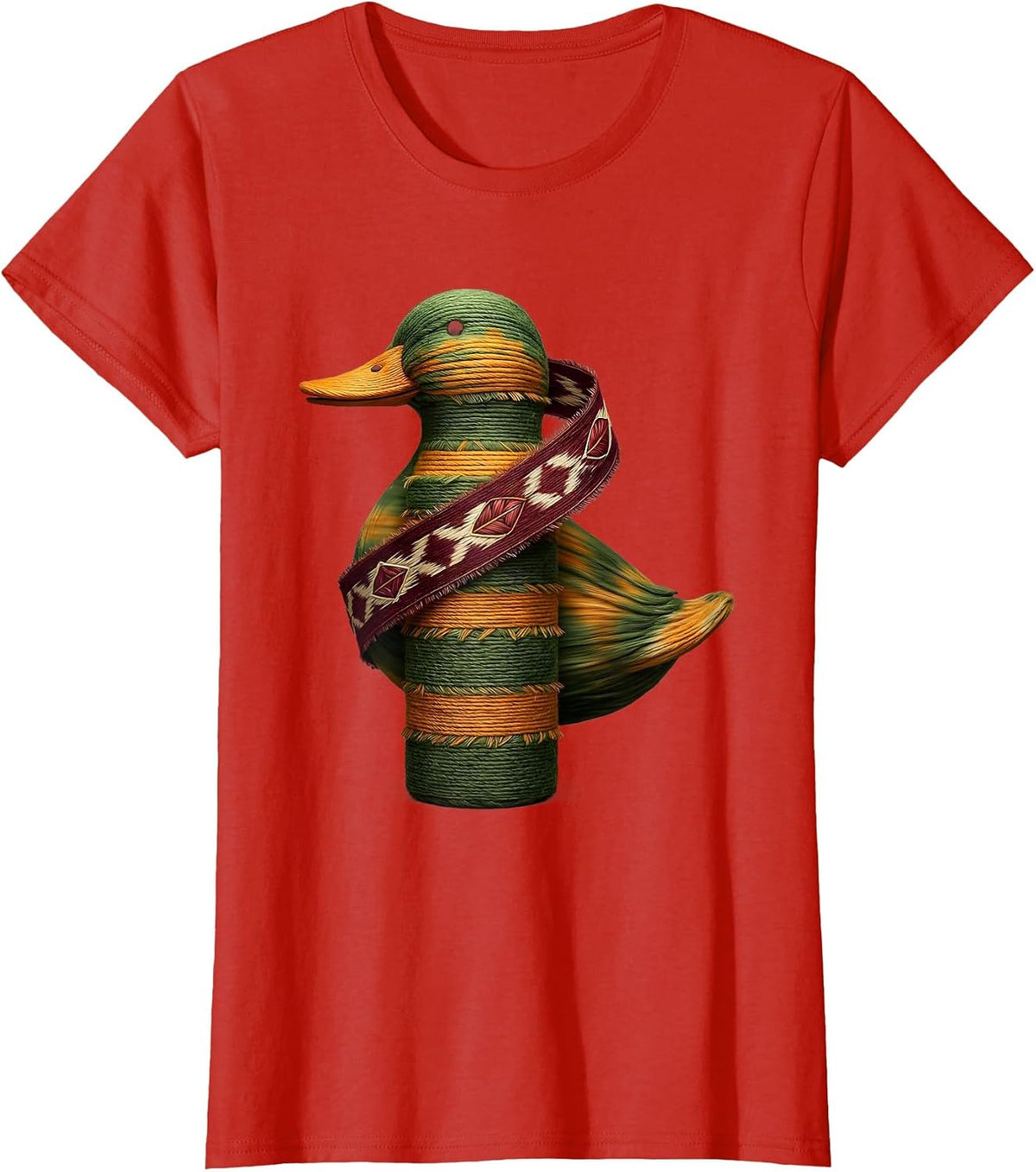 Women's Camo Duck Call Hunting Graphic Tee T-Shirt - Red
