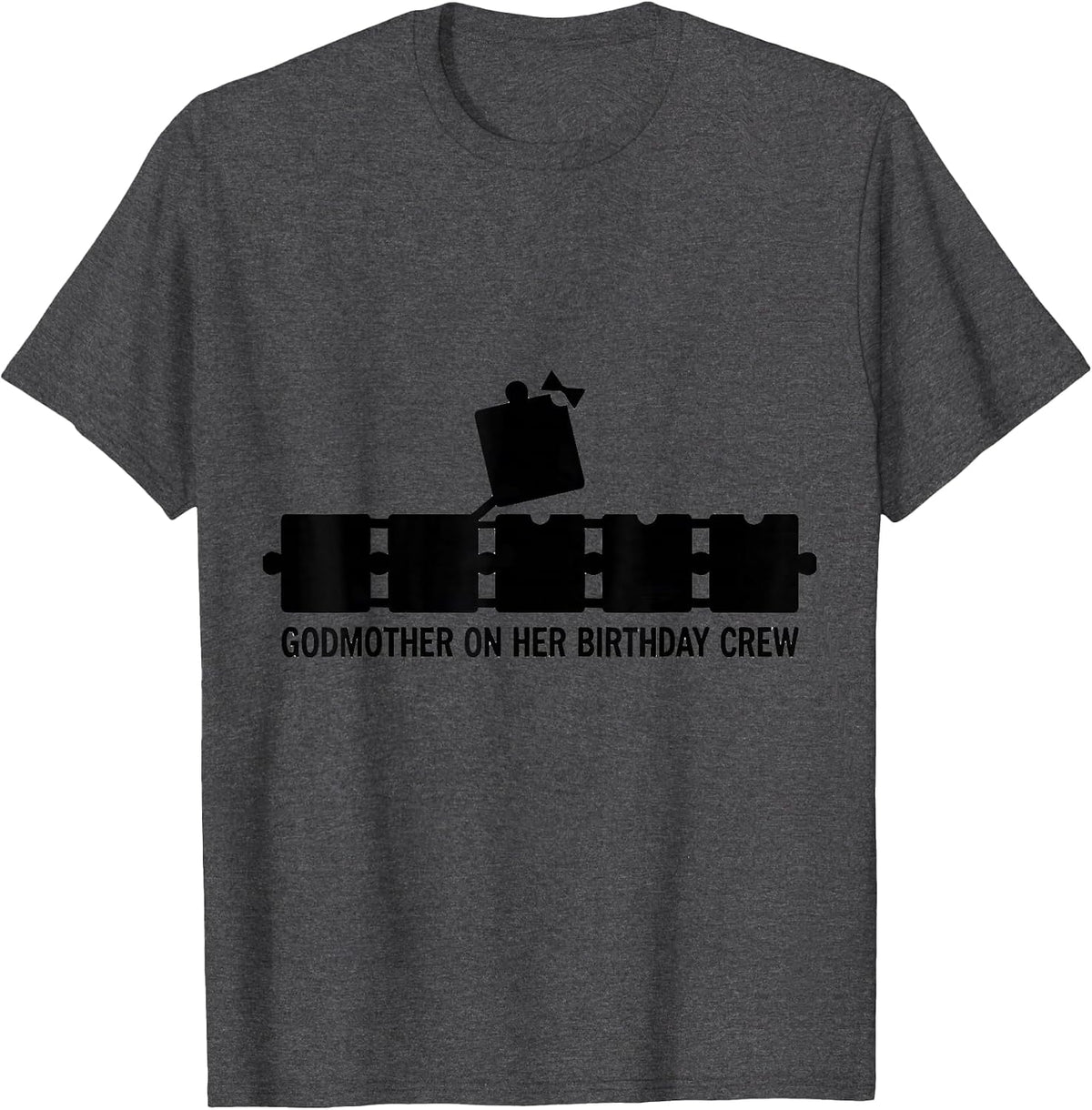 Men's Godmother On Her Birthday Crew Matching Coquette Bow Family T-Shirt - Dark Heather Grey