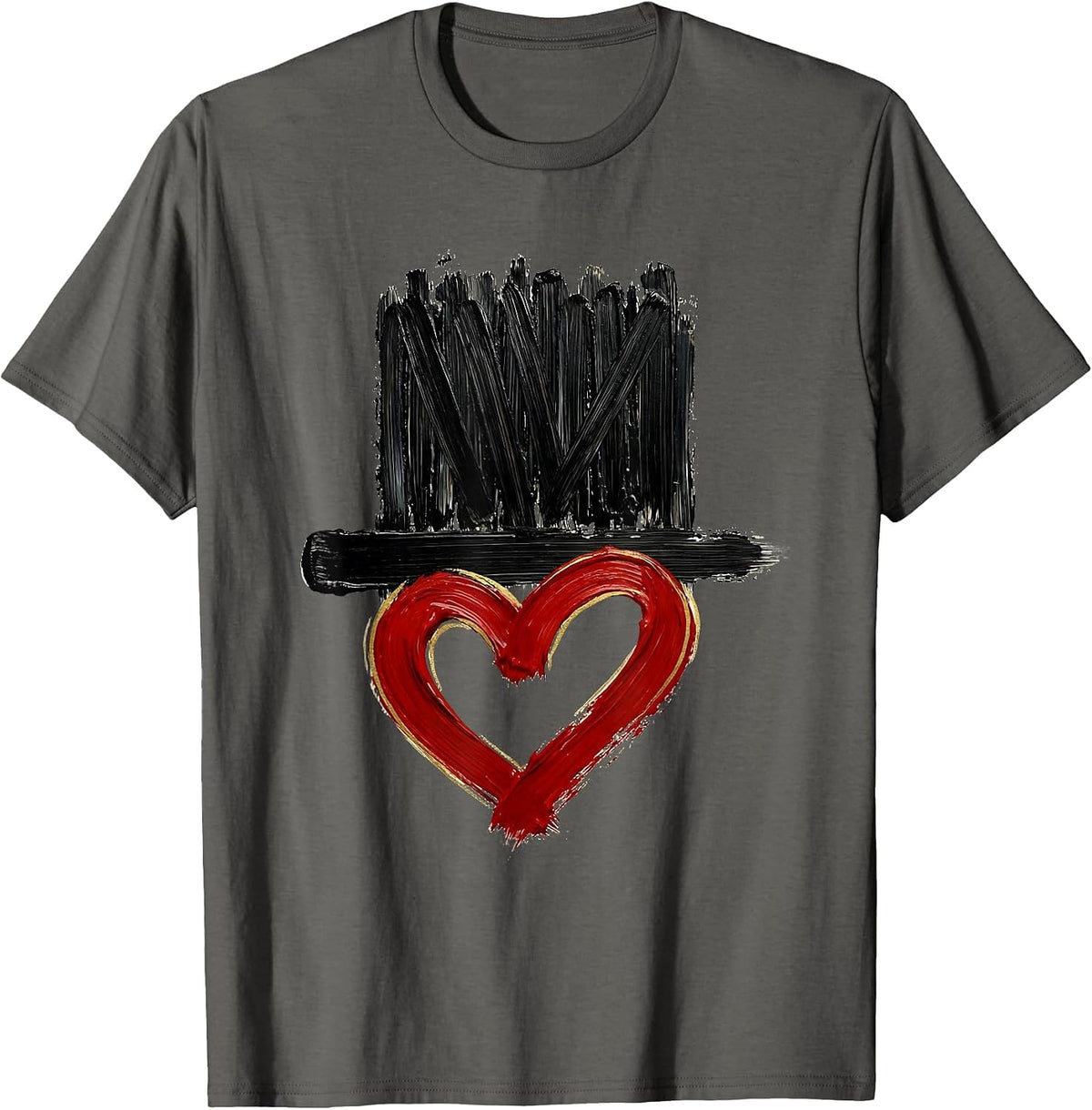 Brush Stroke Tally Heart Paraprofessional Appreciation Back T-Shirt - Asphalt Grey