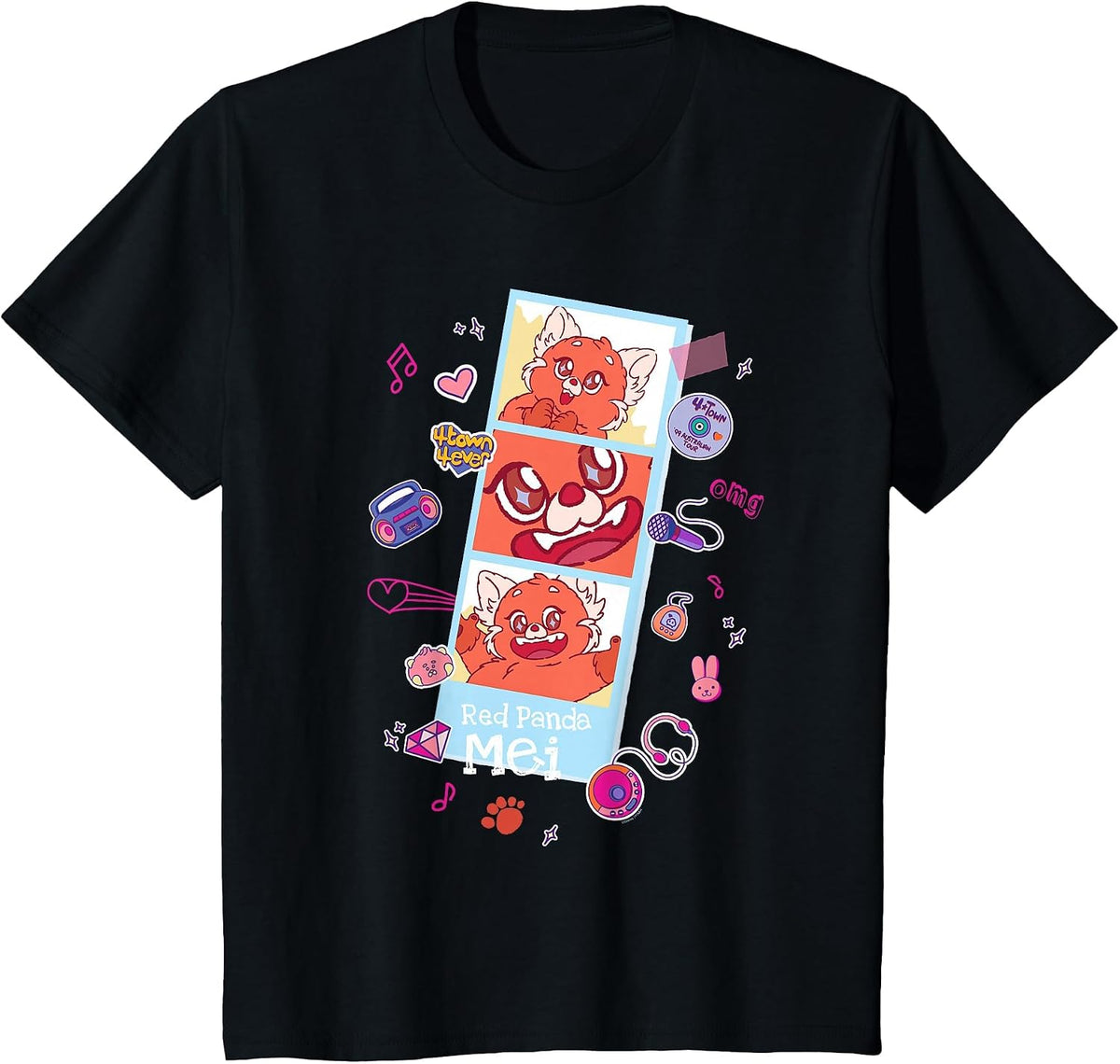 Disney and Pixar's Turning Red Panda Mei Cute Photo Strip T-Shirt - Black