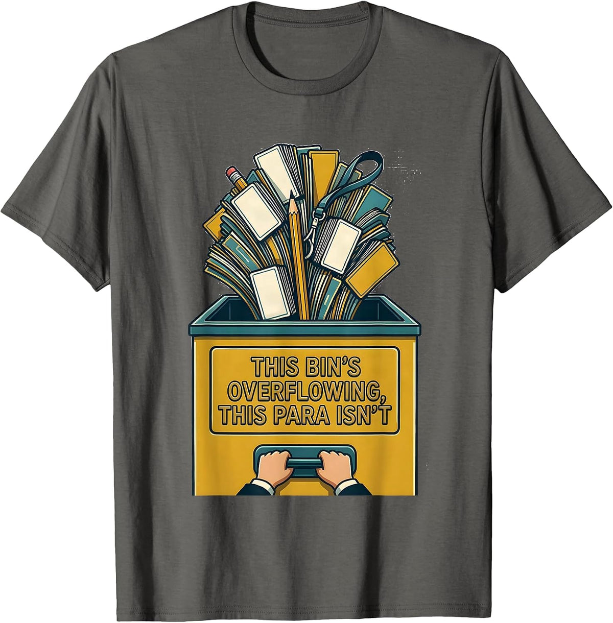 Men's This Bin's Overflowing, This Para Isn't Funny T-Shirt - Asphalt Grey