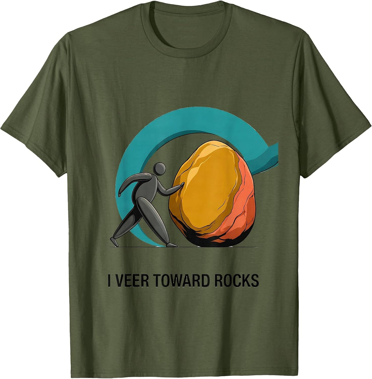 I Veer Toward Rocks Midcentury Modern Rock Collector Humor T-Shirt - Olive Green