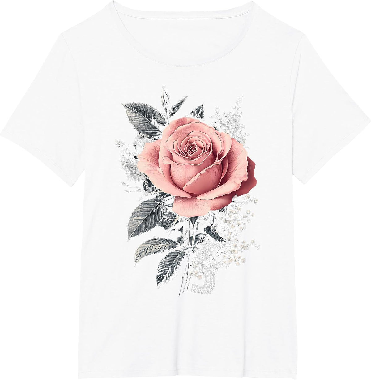 Pink Rose Flower Botanist Garden Flower Pink Rose T-Shirt - White