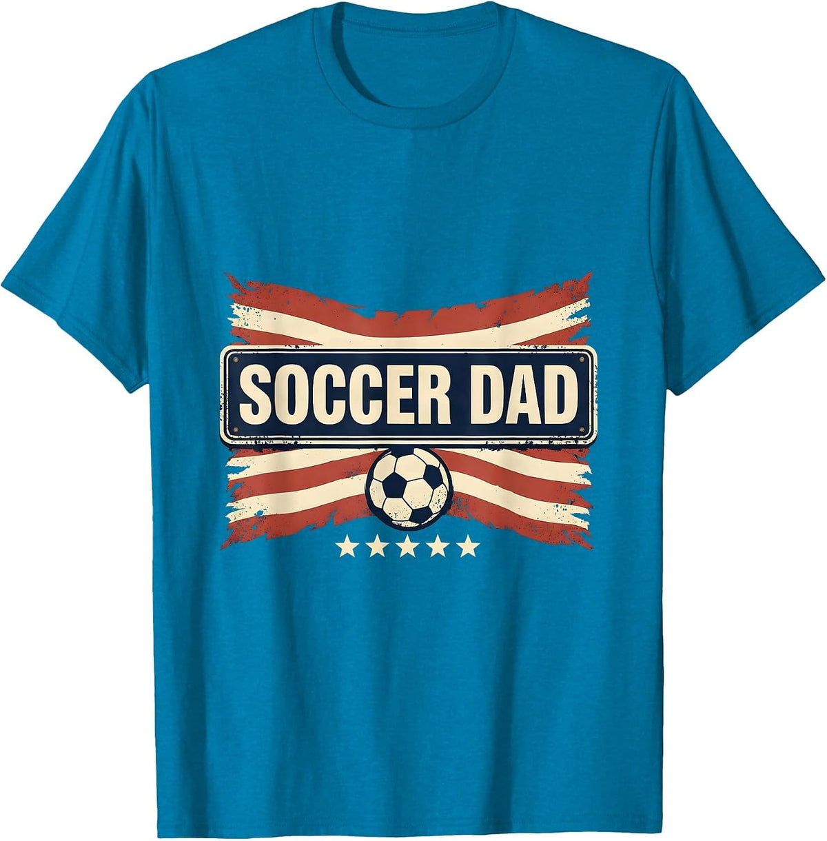 Soccer Dad Patriotic Flag Fathers Day Gift For Dad T-Shirt - Sapphire Blue