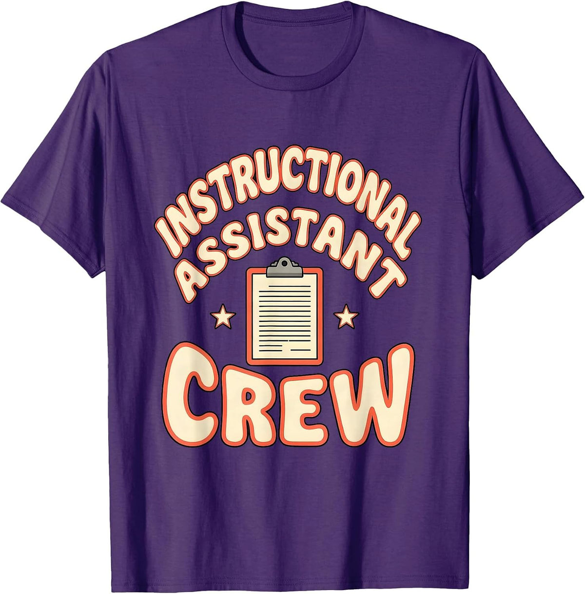 Instructional Assistant Crew Retro PTA Parent Volunteer Crew T-Shirt - Purple