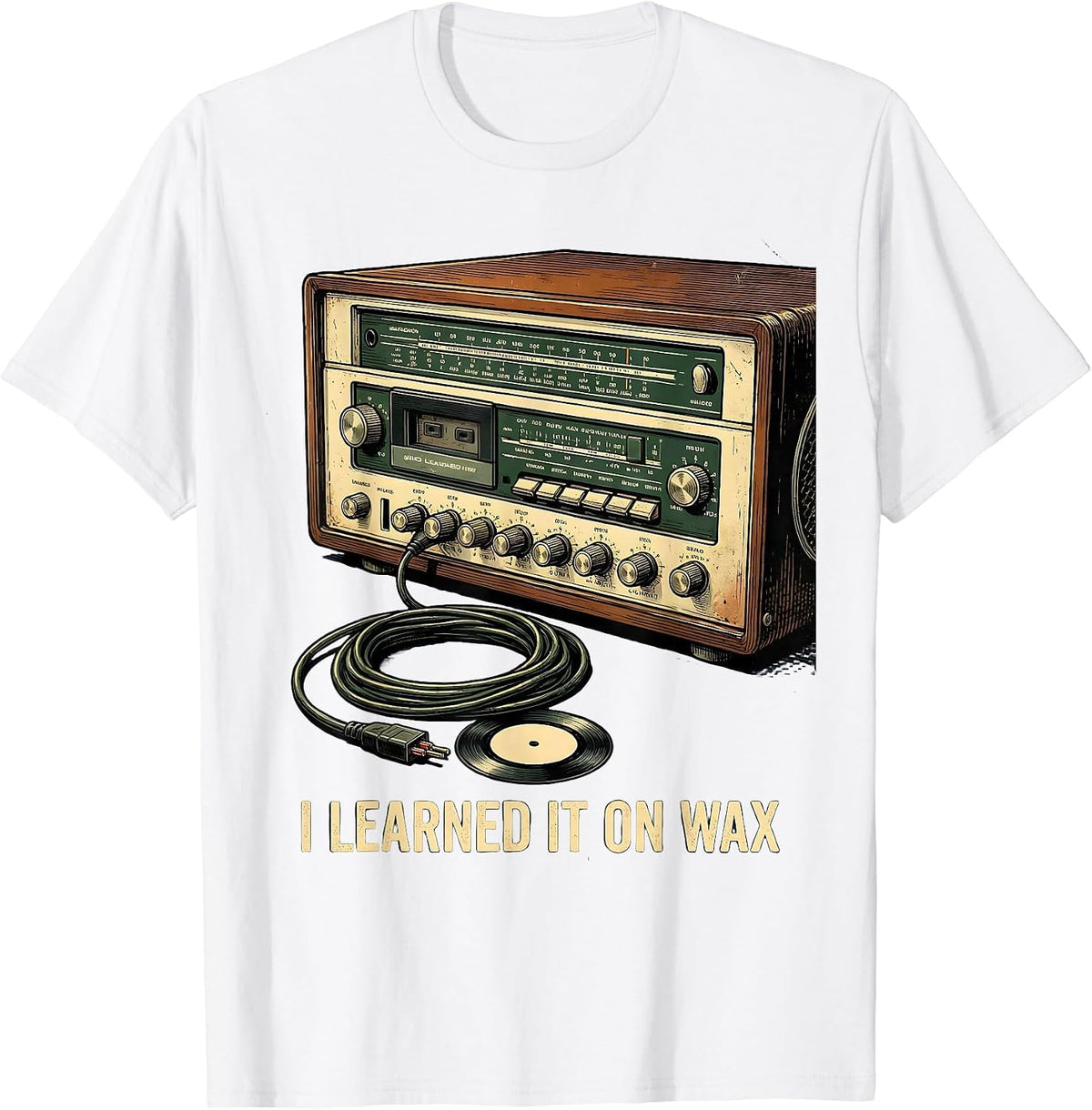 Men's I Learned It On Wax Vintage Retro Hip-Hop Music Nostalgia T-Shirt - White