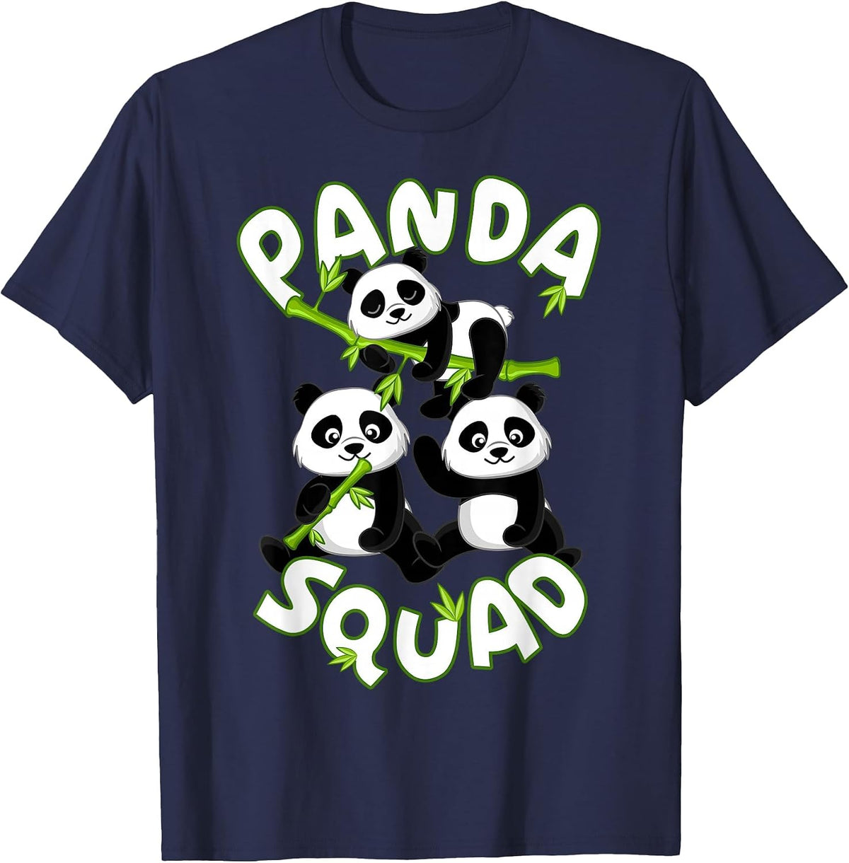Cute Panda Family Graphic - Panda Squad T-Shirt - Navy Blue