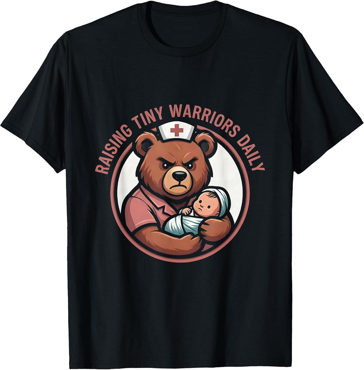 Men's Raising Tiny Warriors Daily NICU Nurse Design T-Shirt - Black