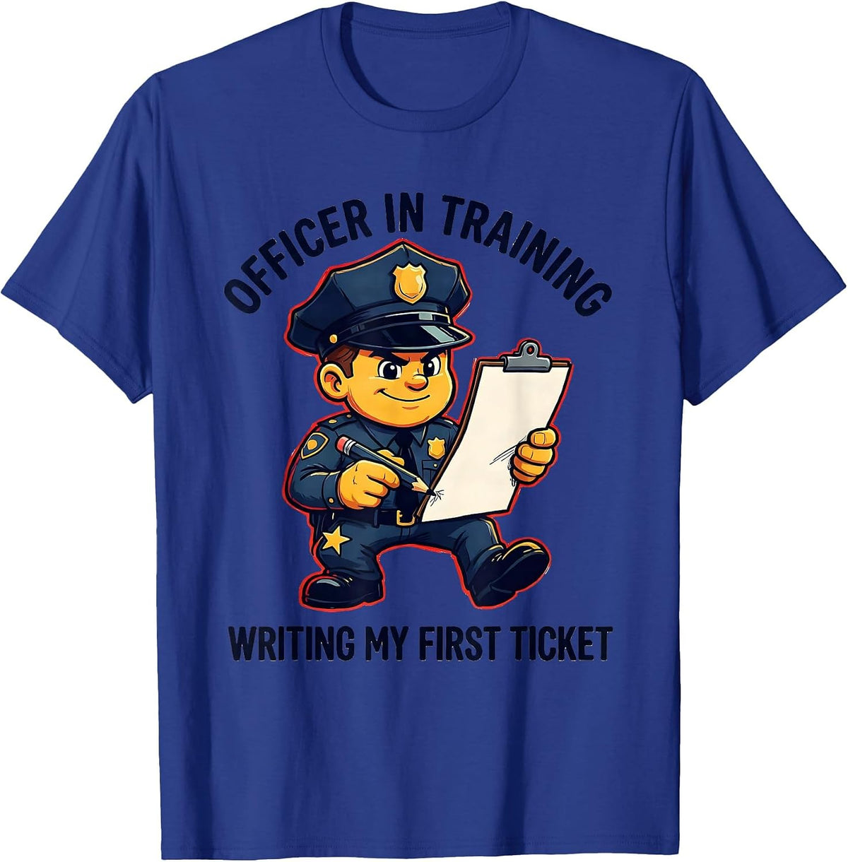 Officer In Training, Writing My First Ticket Kids T-Shirt - Royal Blue
