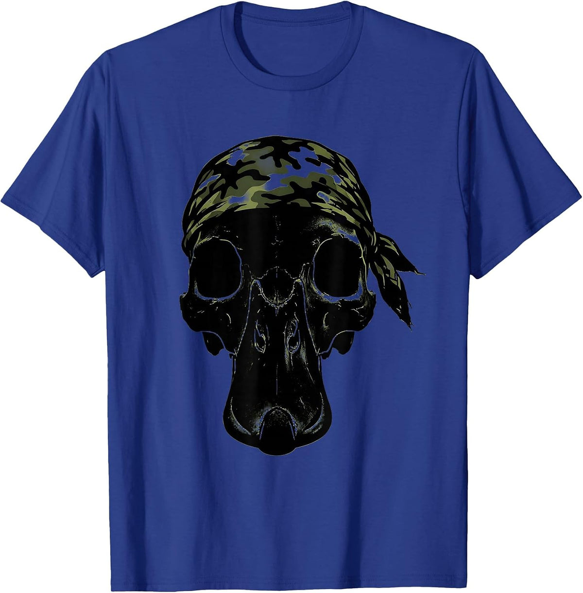 Men's Duck Skull Camo Bandana Graphic Tee T-Shirt - Royal Blue