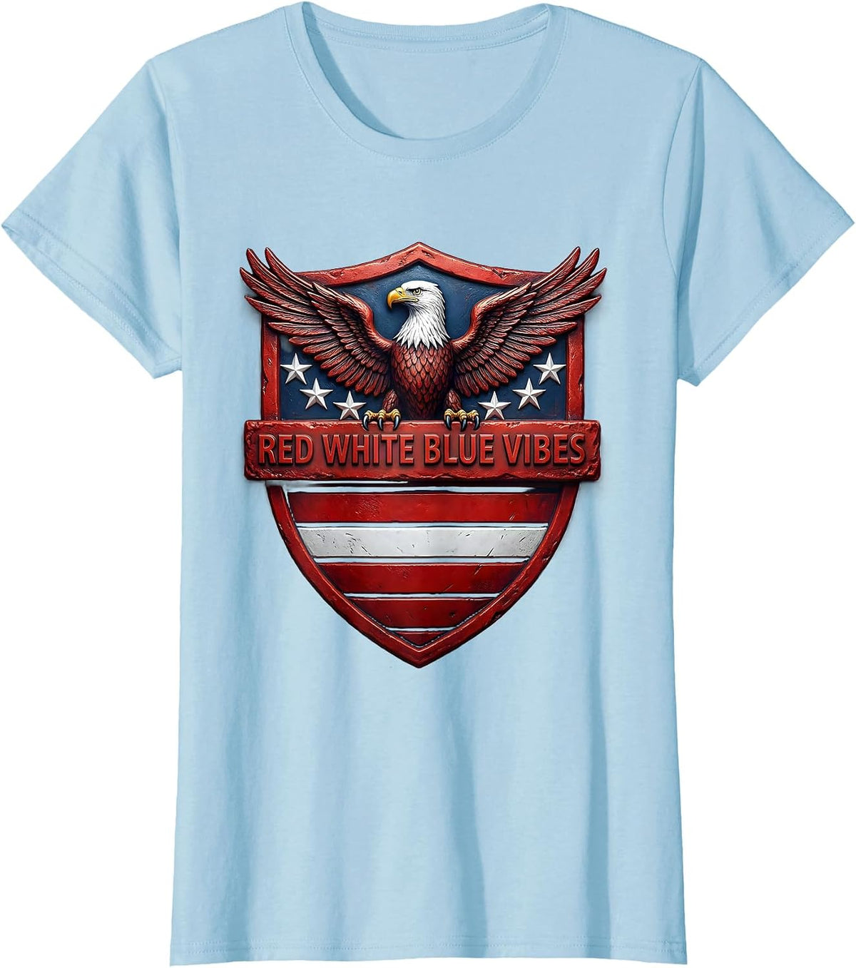Red White and Blue Vibes Patriotic Design T-Shirt - Baby Blue