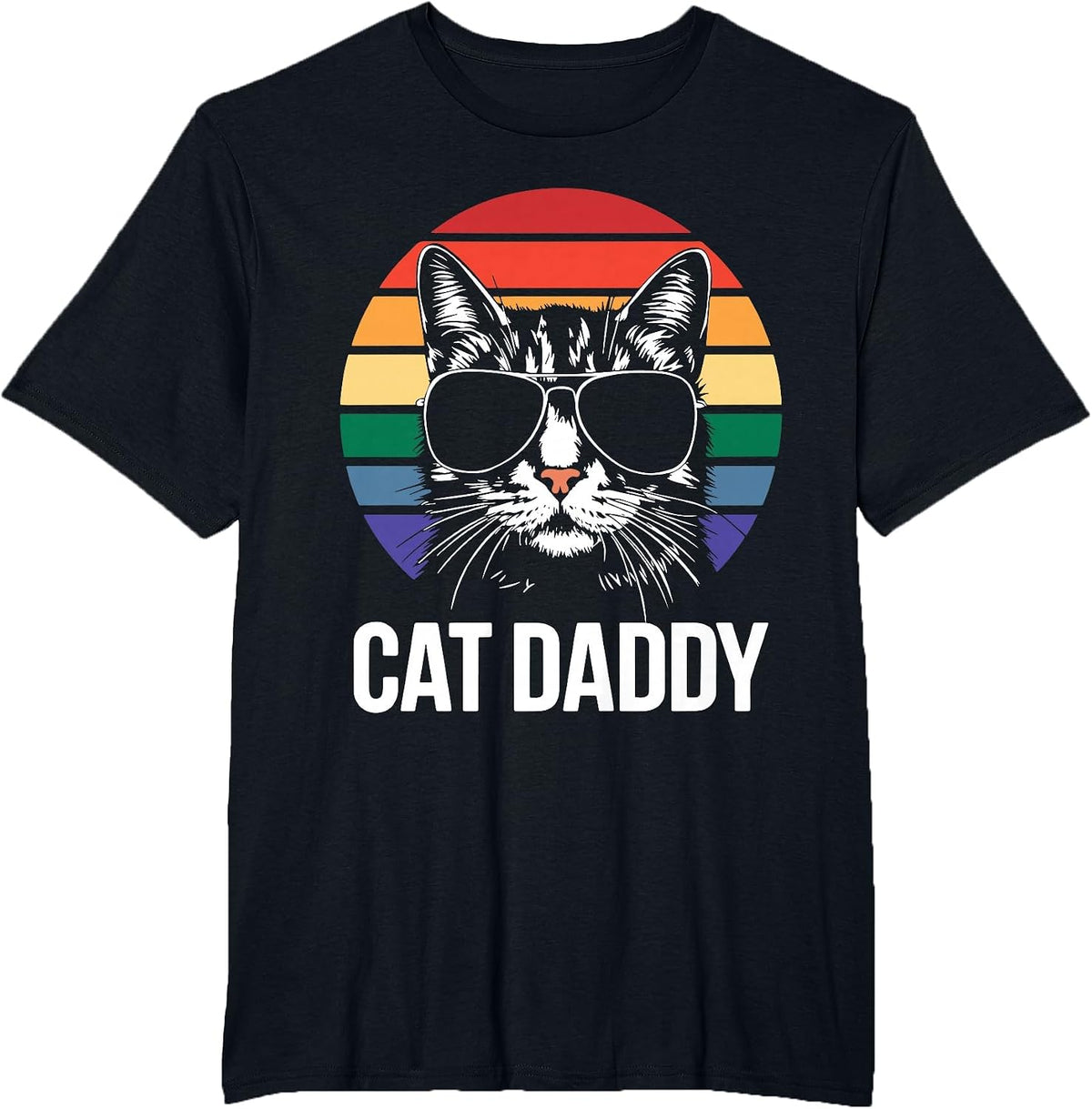 Cat Daddy Shirt Best Cat Dad Ever Men Fathers Day T-Shirt - Black