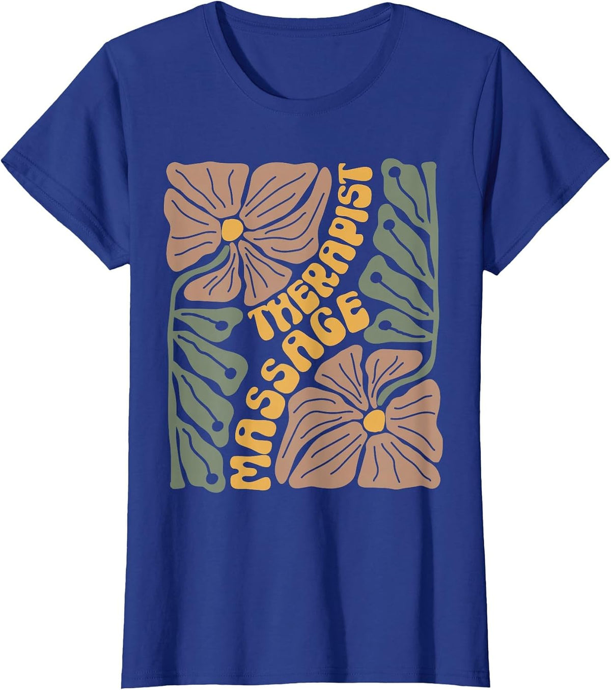 Floral Boho Massage Therapist Therapy LMT Masseuse Graduate T-Shirt - Royal Blue