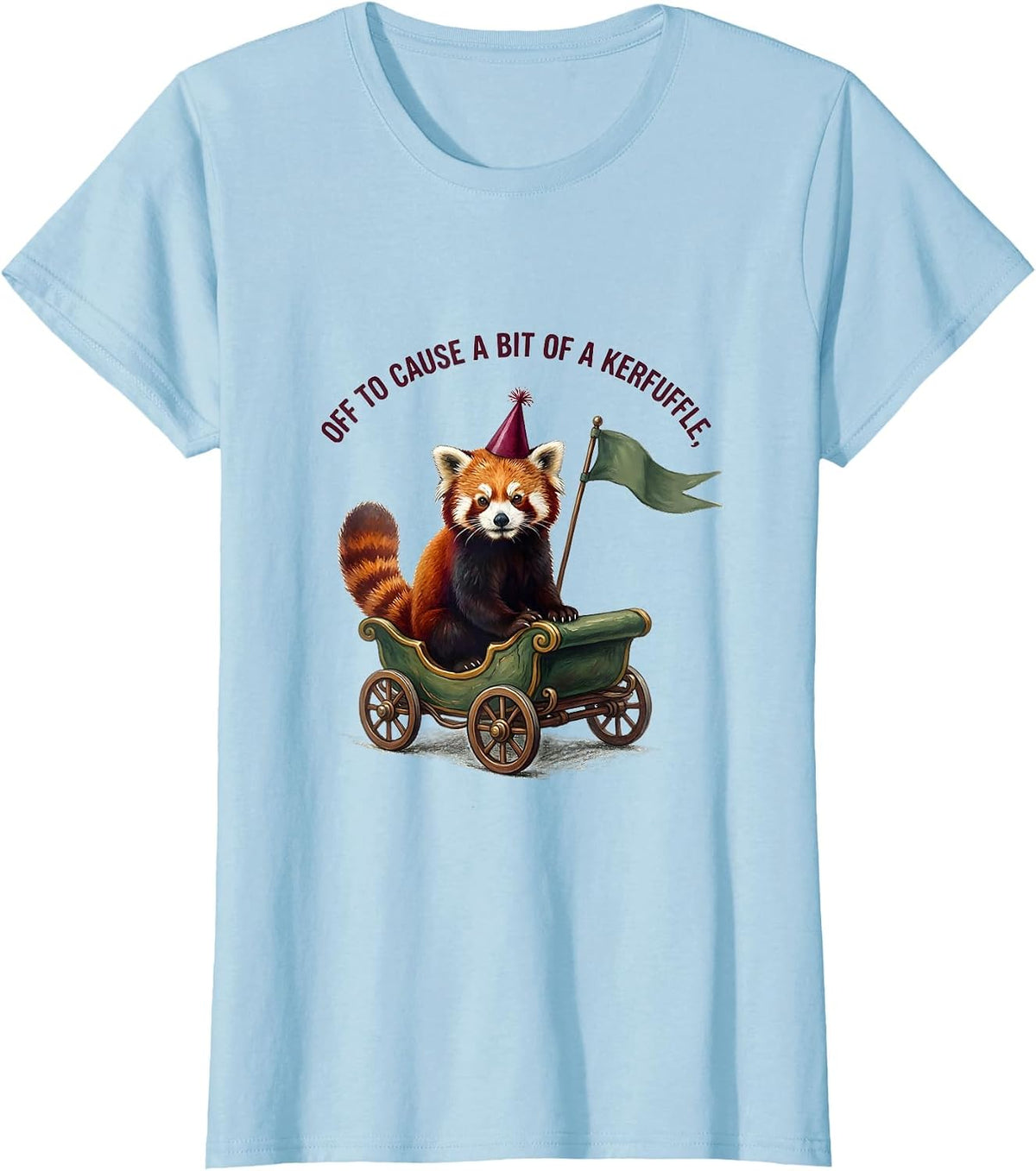 Off To Cause A Bit Of A Kerfuffle Storybook Red Panda Party T-Shirt - Baby Blue