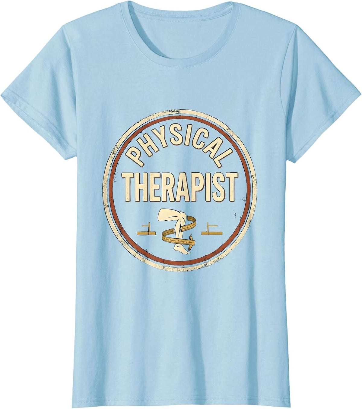 Physical Therapist Vintage Badge OT PT Work Wear T-Shirt - Baby Blue