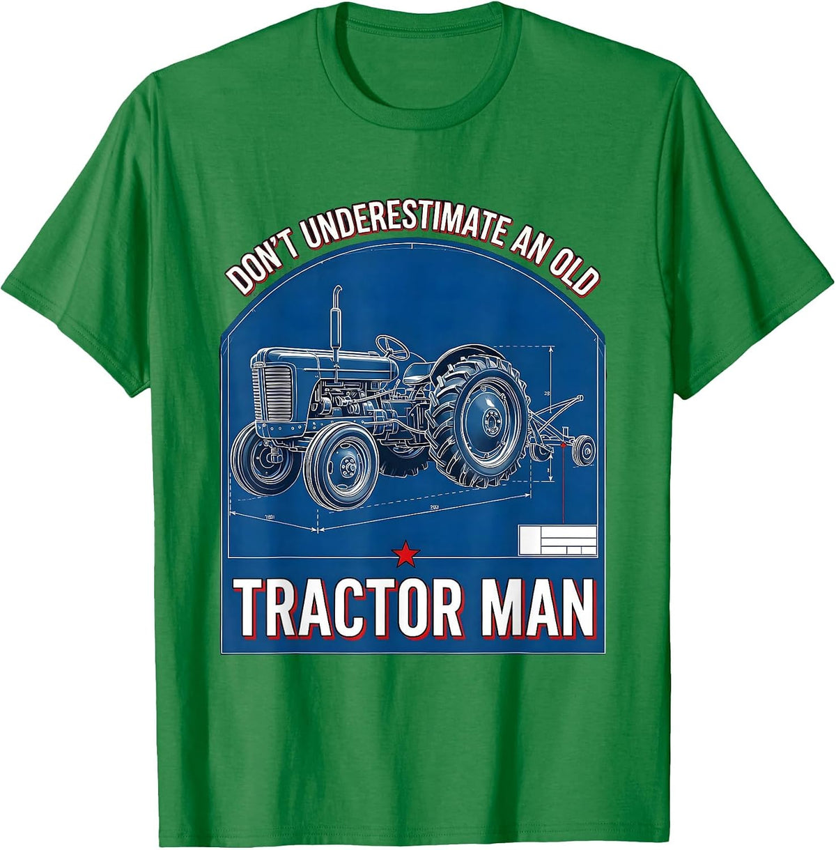 Men's Don't Underestimate An Old Tractor Man Vintage Farmer Humor T-Shirt - Kelly Green