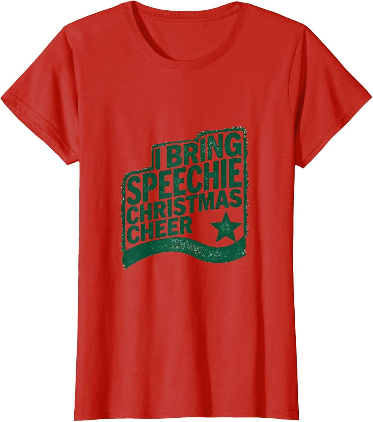 I Bring Speechie Christmas Cheer Rubber Stamp SLP Holiday T-Shirt - Red