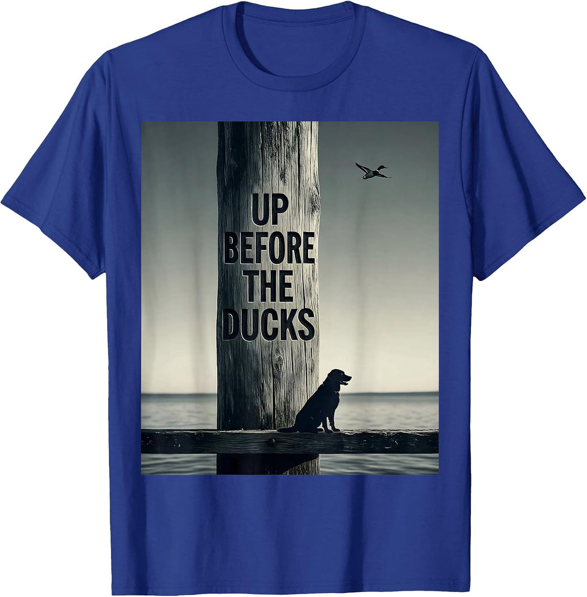 Up Before The Ducks Vintage Duck Hunting Labrador Retriever T-Shirt - Royal Blue