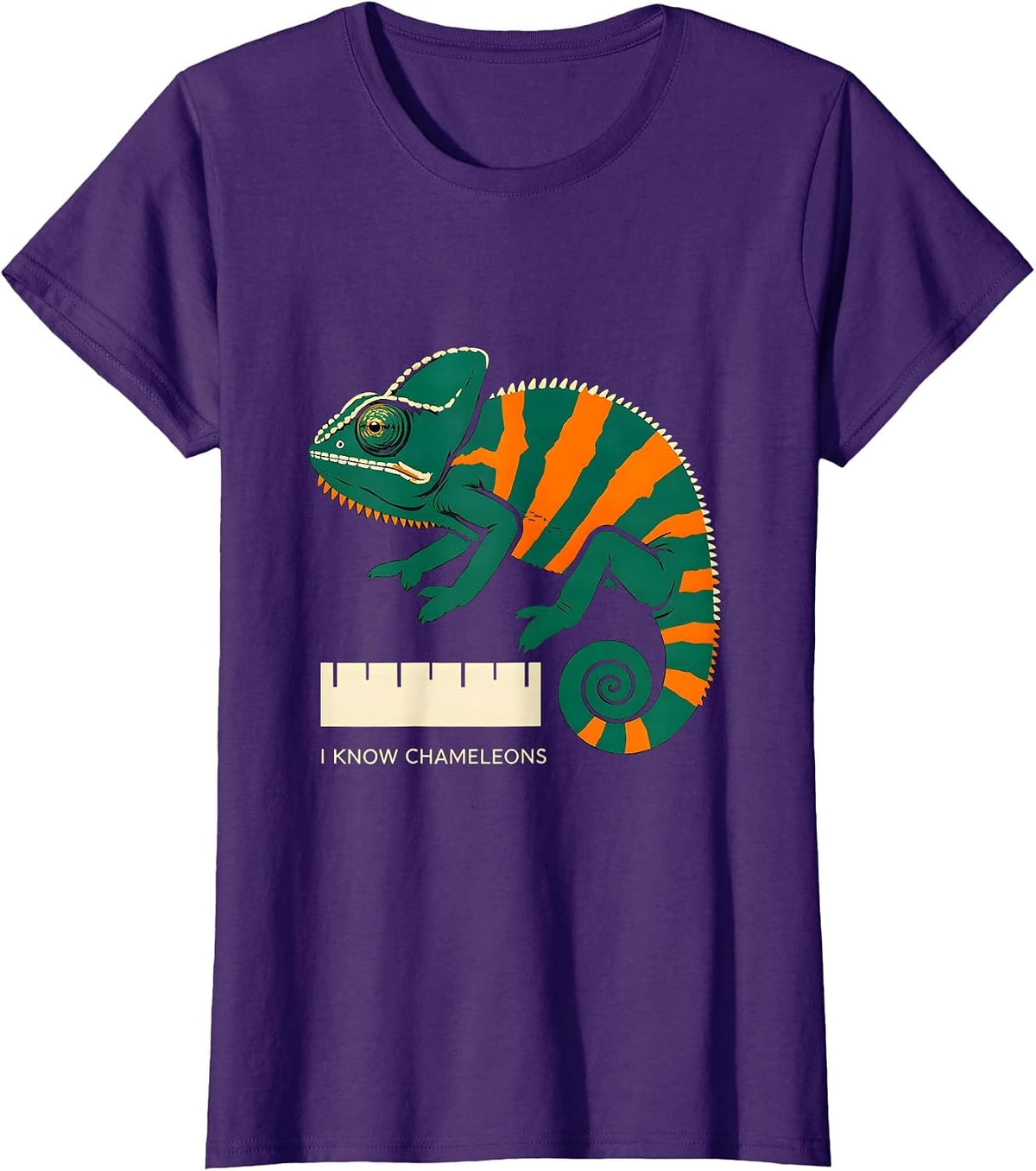 Women's I Know Chameleons Stencil Reptile Enthusiast Herpetology T-Shirt - Purple