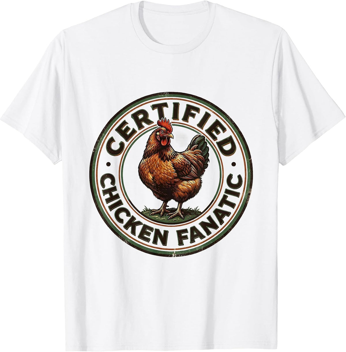Men's Certified Chicken Fanatic Vintage Funny Chicken Lover Gag T-Shirt - White